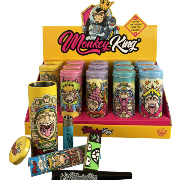 Starter Kit with Round Storage Tin, Lighter, Cone, Rolling Papers & Tips