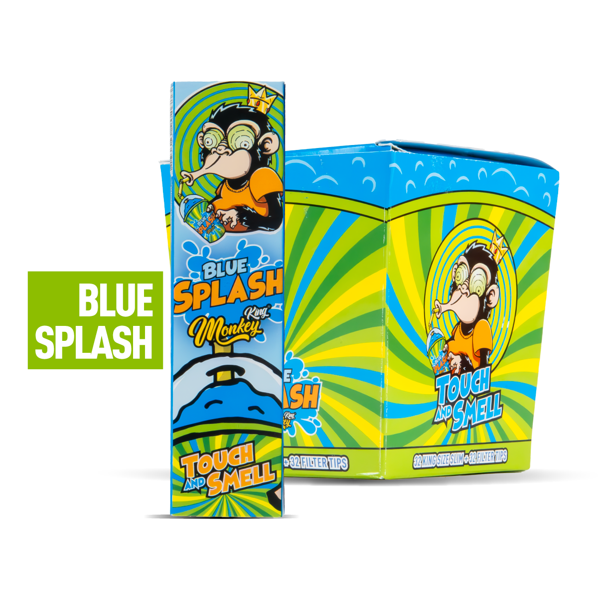 Single + Bulk Pack of Monkey King Scented Smell Papers + Tips: Blue Splash Strawberry Ice