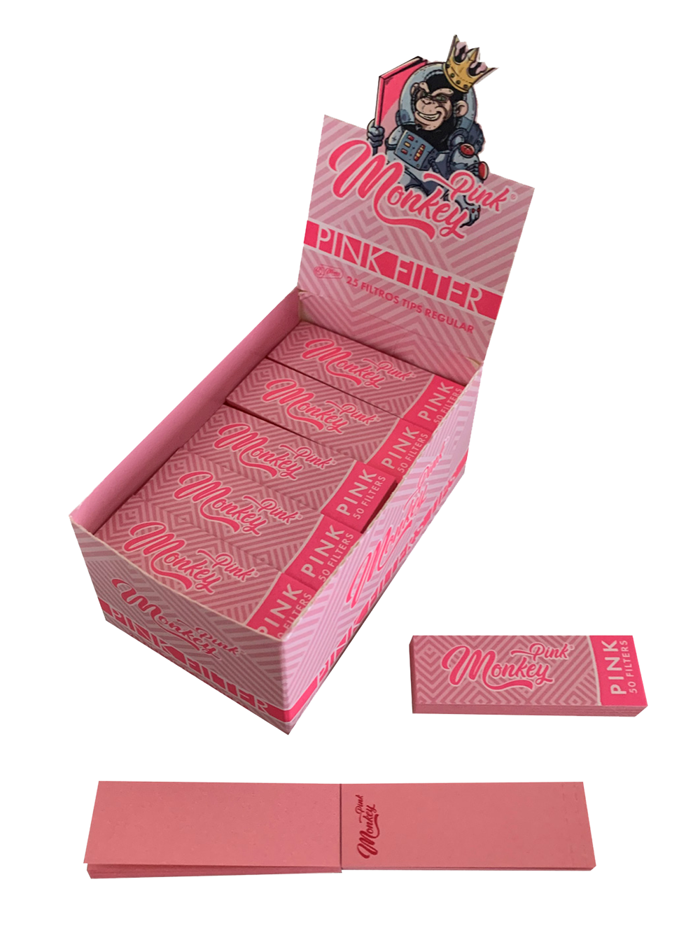 Monkey King Pre-Punctured Card Filter Tips: Pink
