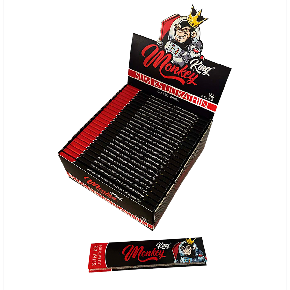 Bulk 2 Monkey King Rolling Papers: King Size Slim White