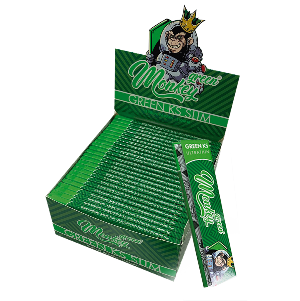 Monkey King Rolling Papers: King Size Slim Green