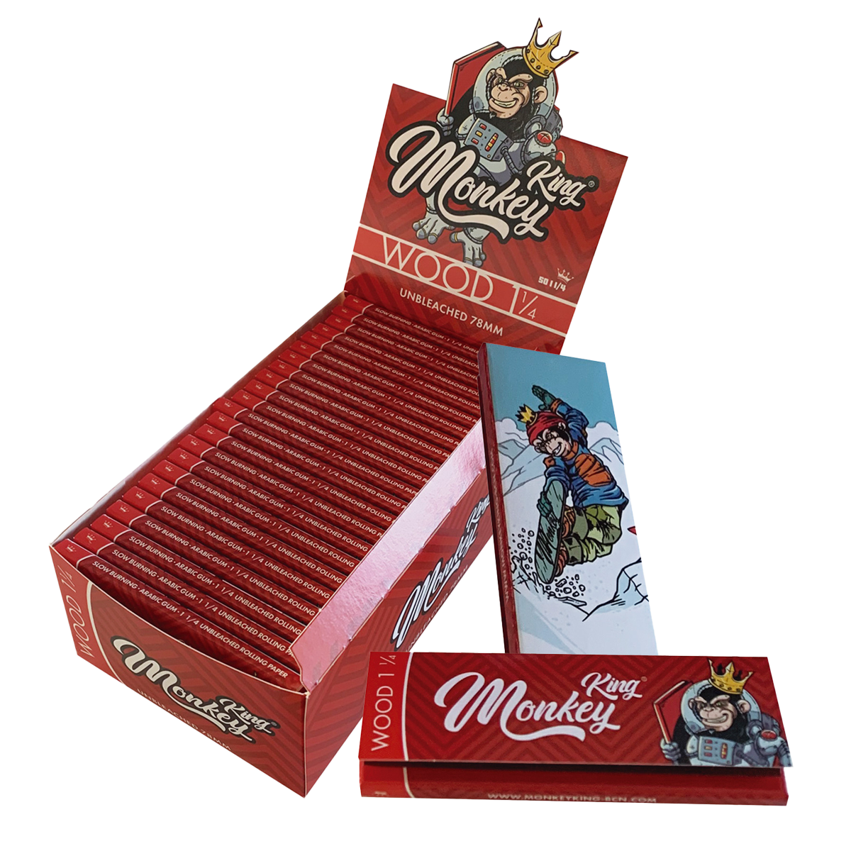 Monkey King Rolling Papers for Smoking: Medium 1 1/4 Wood Unbleached