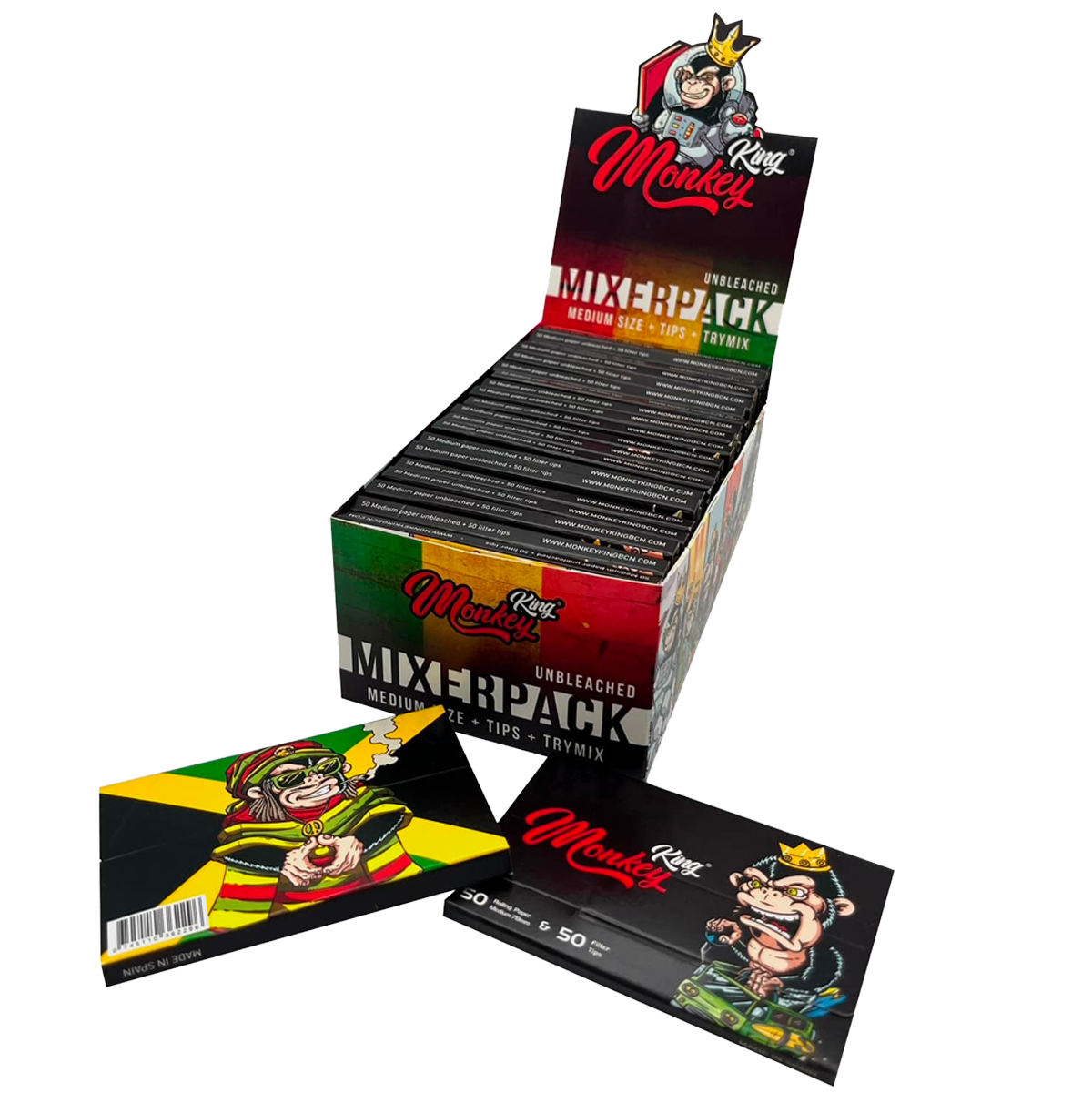 TryMix Mixer Pack Monkey King Rolling Papers + Tips: Medium 1 1/4 Unbleached