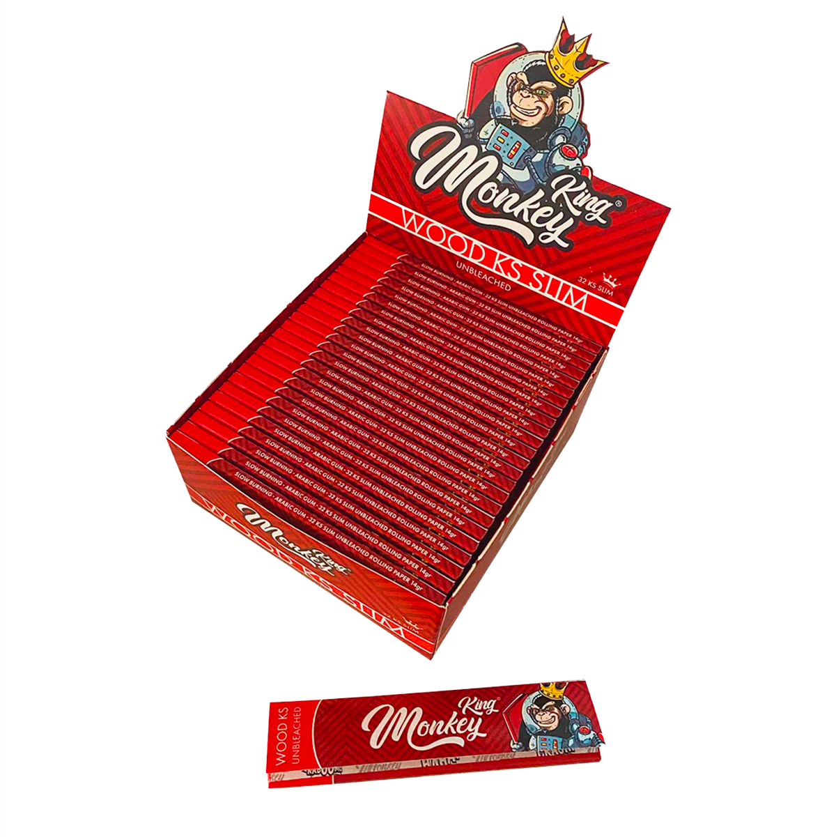 Monkey King Rolling Papers: King Size Slim Wood Unbleached
