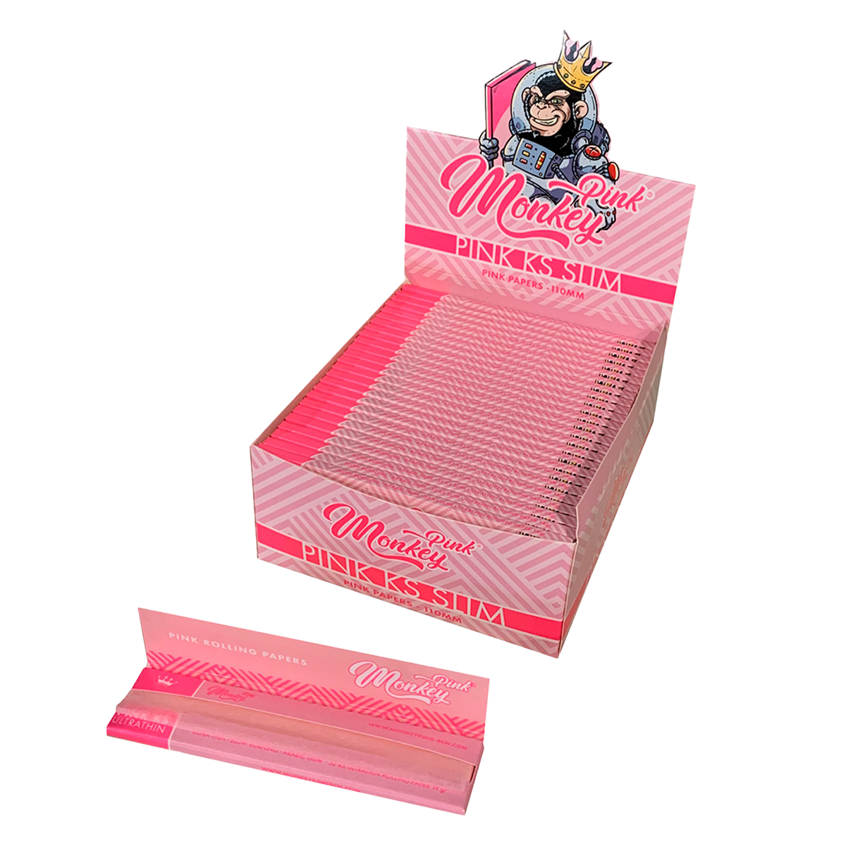 Monkey King Rolling Papers: King Size Slim Pink