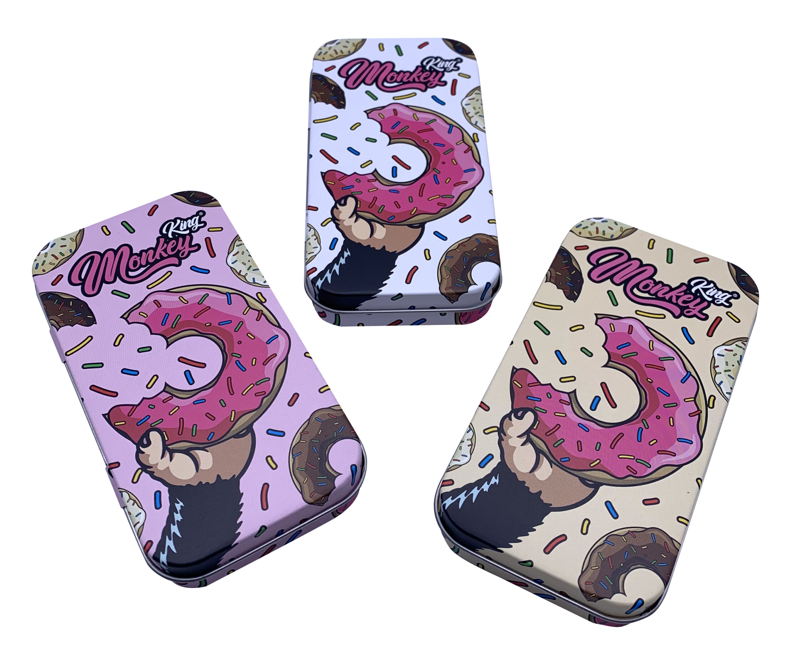 Munchies 3 Monkey King Small Metal Tobacco Tins for Smoking Storage