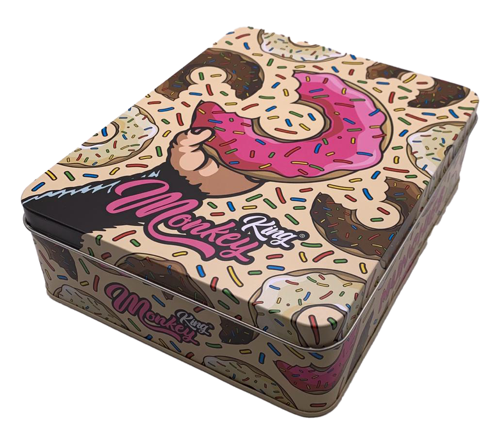 Monkey King Munchies Large Metal Storage Box for Tobacco and Smoking Materials