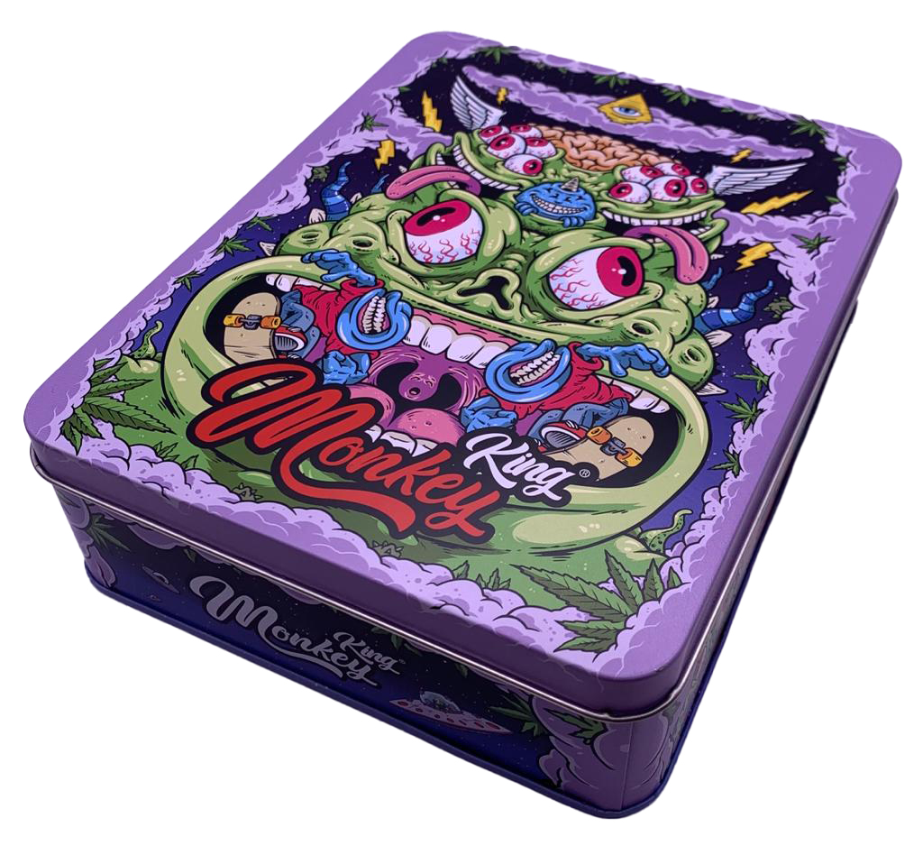 Space Alien Monkey King Large Metal Storage Box for Tobacco and Smoking Materials