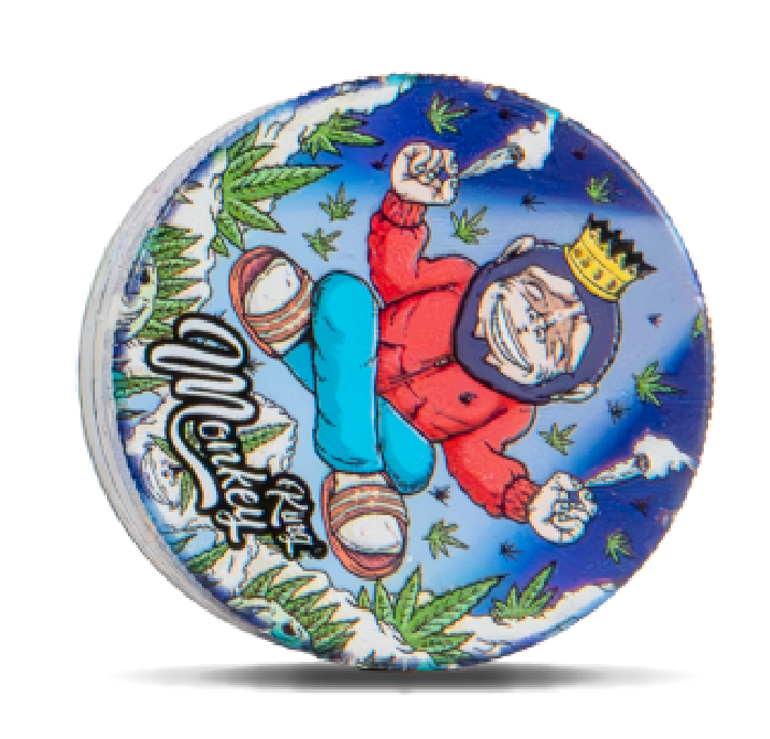Meditate Monkey King Metal Grinder with 4 Parts and Mesh Layer to catch Kief and Pollen