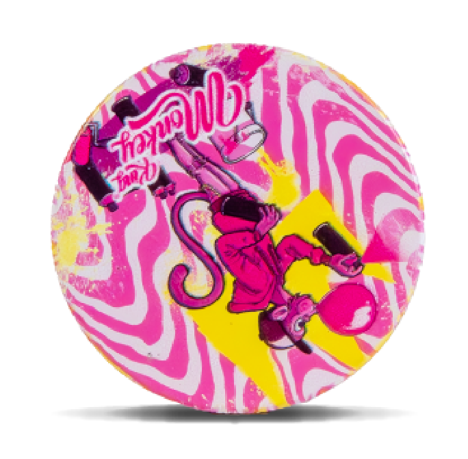Pink Grafitti Monkey King Metal Grinder with 4 Parts and Mesh Layer to catch Kief and Pollen