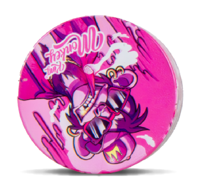 Pink Smoke Monkey King Metal Grinder with 4 Parts and Mesh Layer to catch Kief and Pollen
