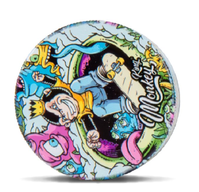 Skate Monkey King Metal Grinder with 4 Parts and Mesh Layer to catch Kief and Pollen