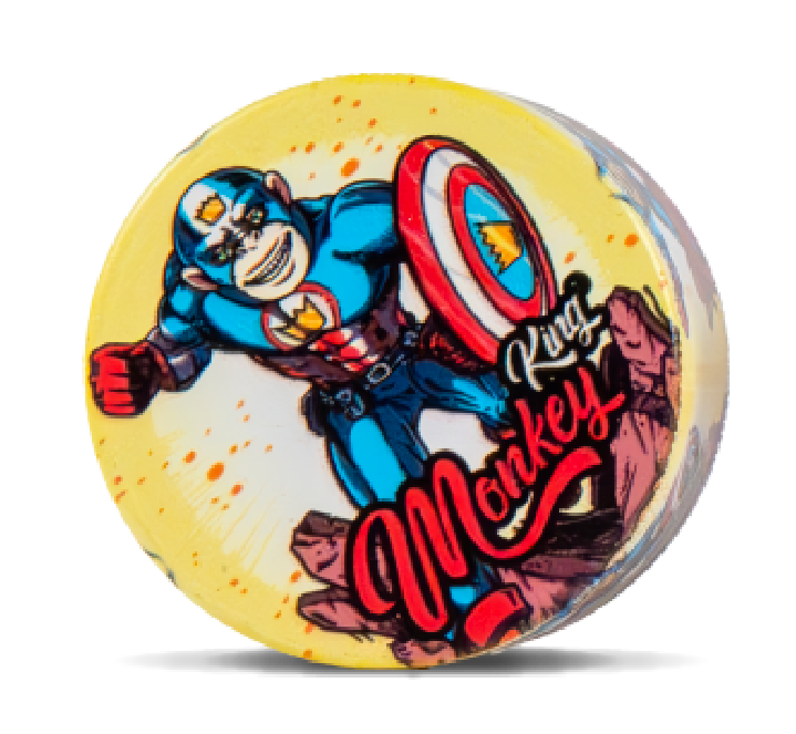Yellow Super Hero Captain America Monkey King Metal Grinder with 4 Parts and Mesh Layer to catch Kief and Pollen