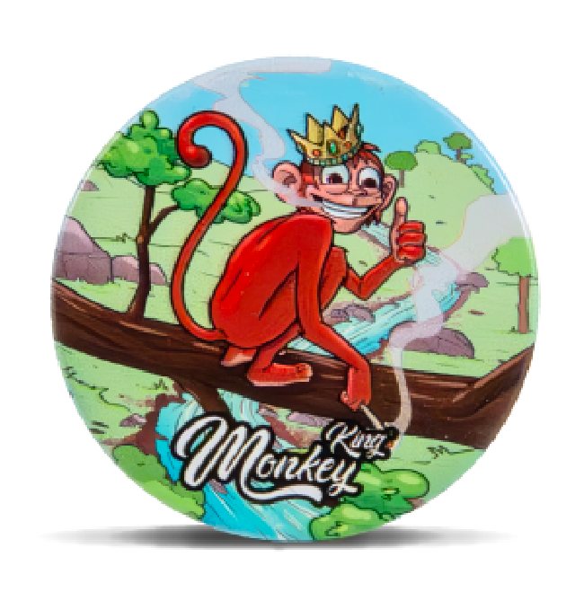 Green Wild 1 Monkey King Metal Grinder with 4 Parts and Mesh Layer to catch Kief and Pollen
