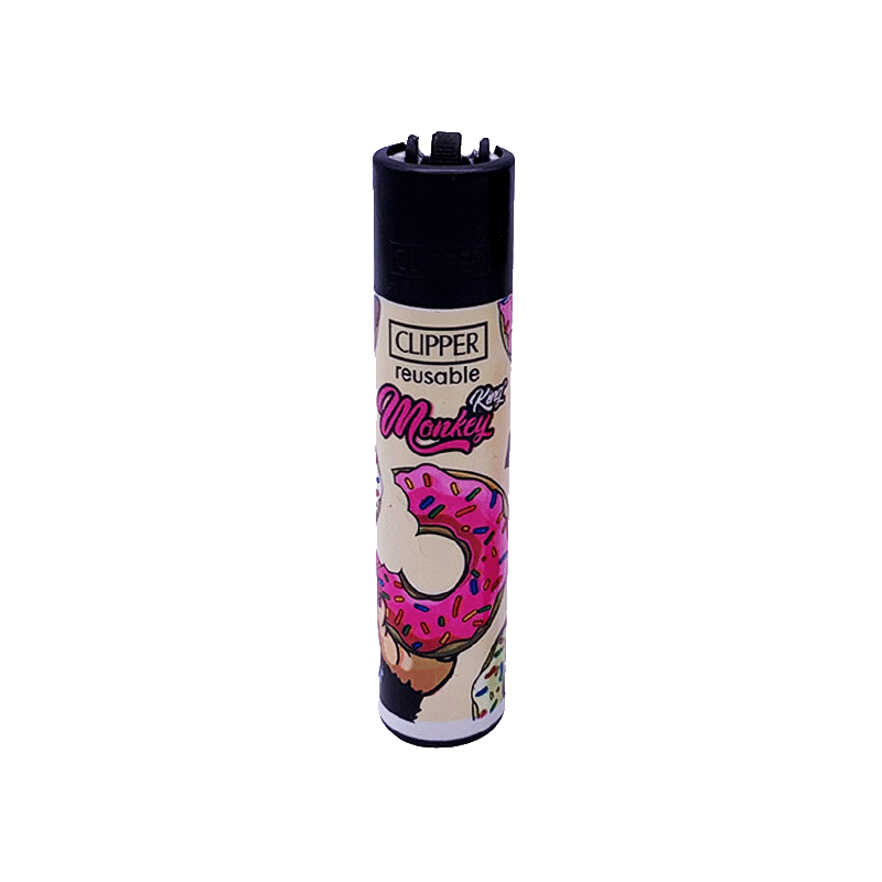 Beige Munchies Clipper Lighter that is reusable and refillable and comes with a packing tool