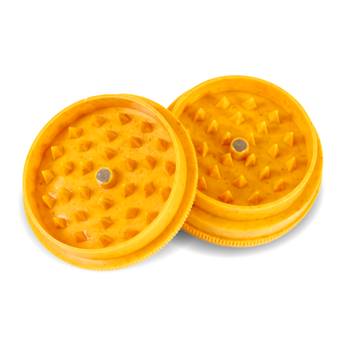 Monkey King Yellow Plastic Grinder with 3 Parts and Stash Pot Top View
