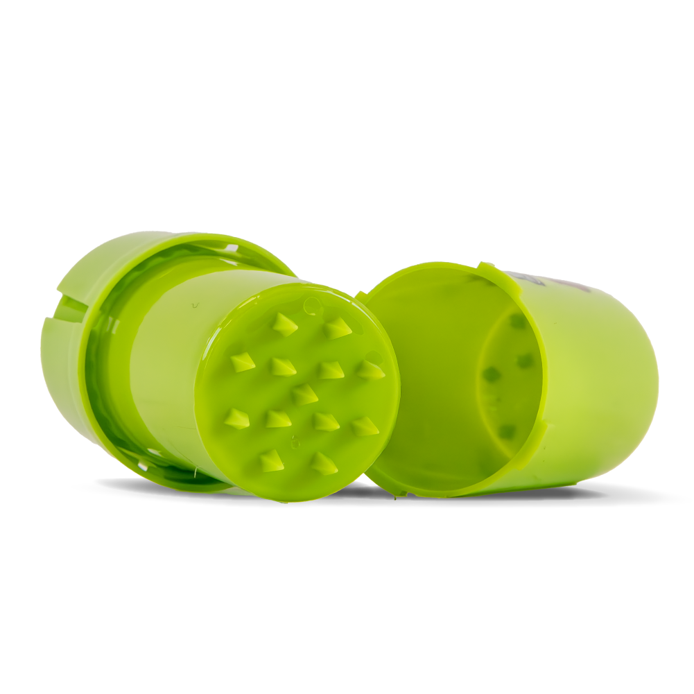 Open Green Monkey King Plastic Grinder Stash Pot with Storage