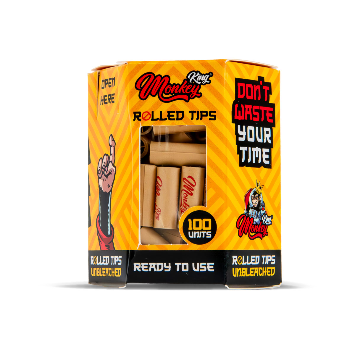 Closed Monkey King Pre Rolled Card Filter Tips for Smoking: 100 Pack Unbleached