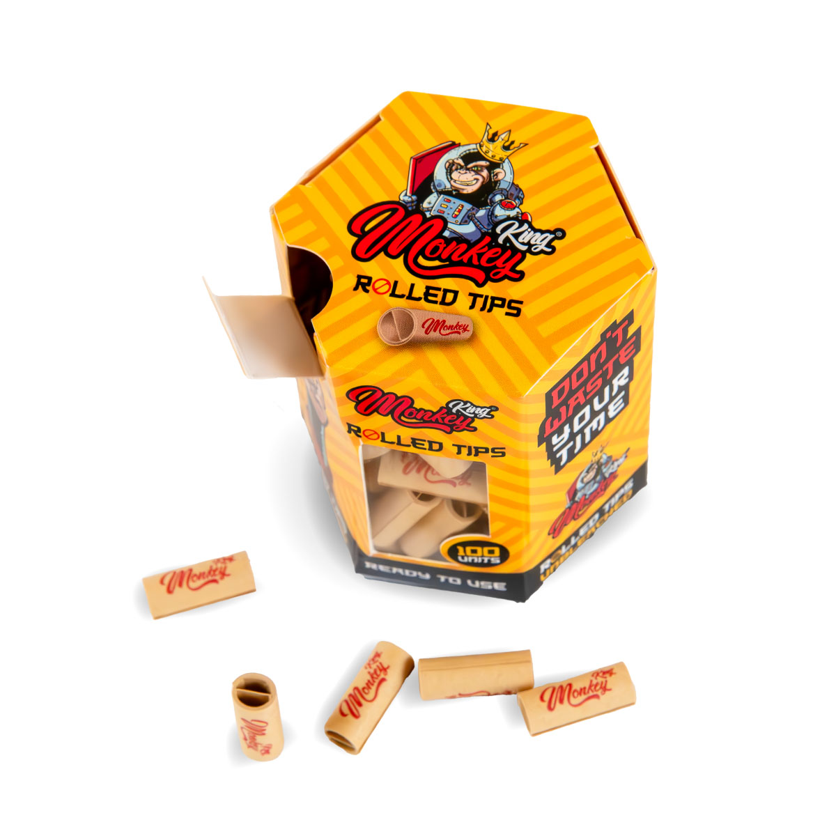 Open Monkey King Pre Rolled Card Filter Tips for Smoking: 100 Pack Unbleached