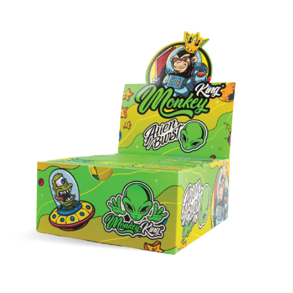 Monkey King Rolling Papers & Tips: Alien Burst - King Size Unbleached (Box of 24)