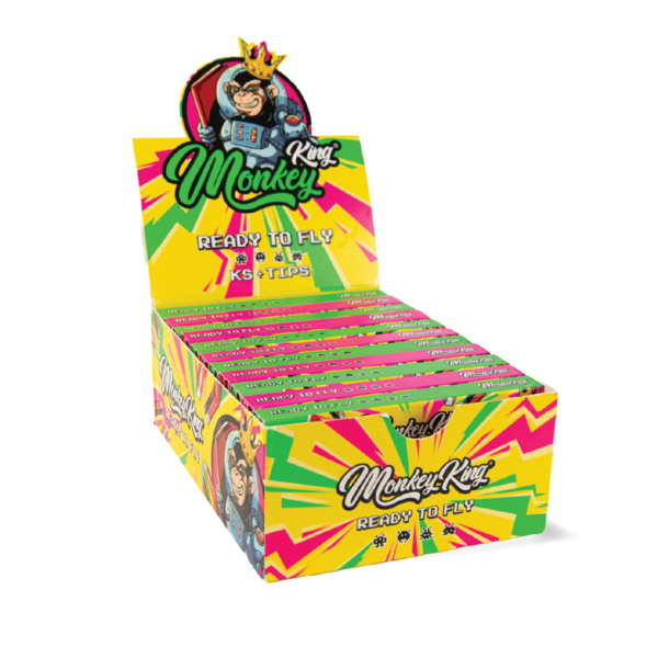 Monkey King Rolling Papers & Tips: Ready To Fly - King Size Unbleached (Box of 24)