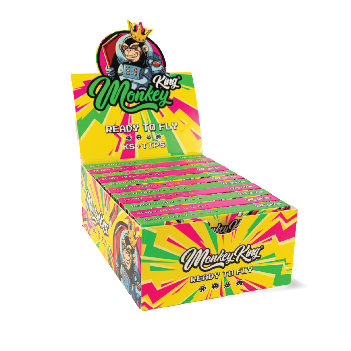 Monkey King Rolling Papers & Tips: Ready To Fly - King Size Unbleached (Box of 24)