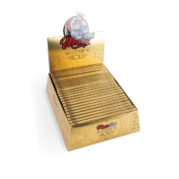 Monkey King Rolling Papers & Tips: Billionaire Gold XL - Extra Long (Box of 24)
