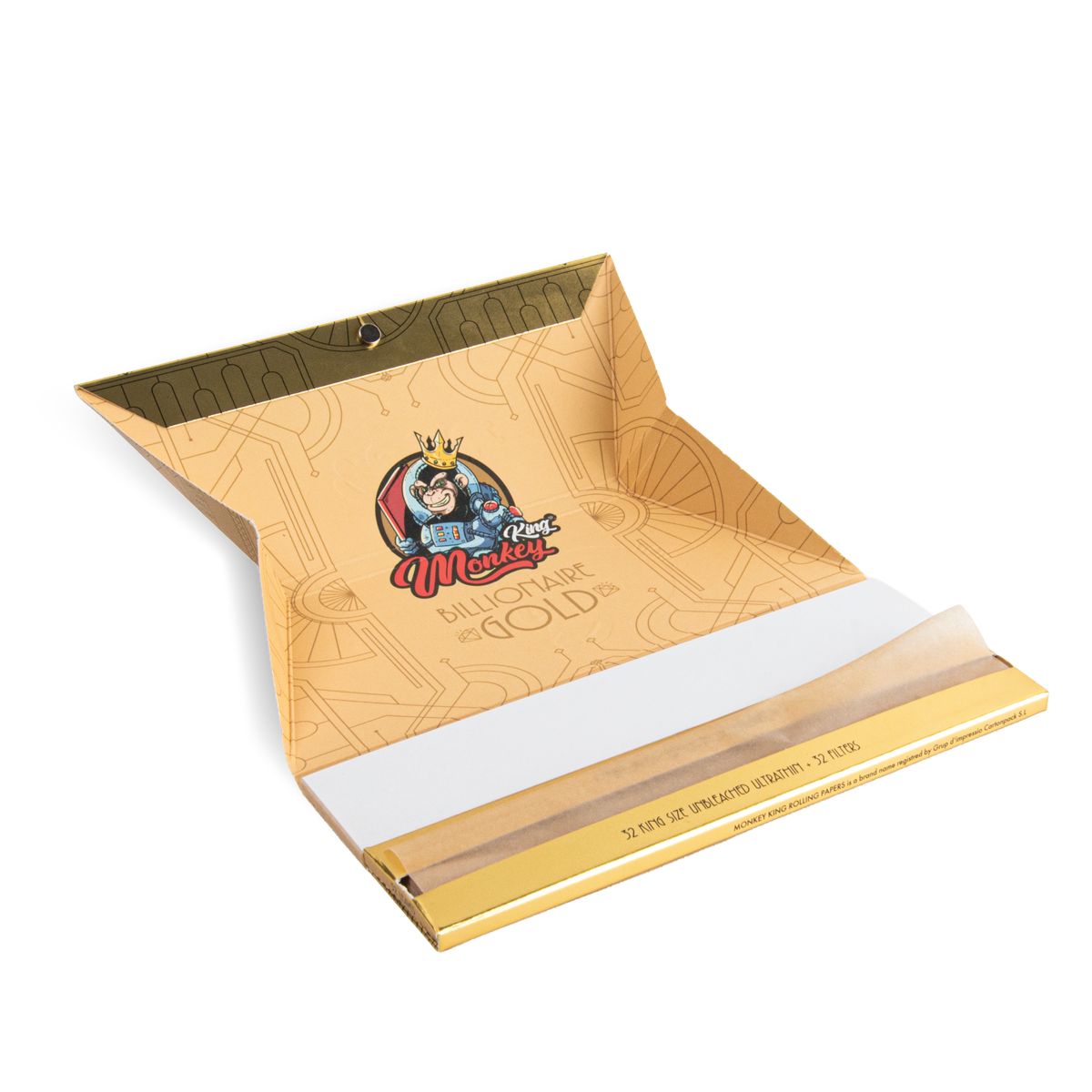 Monkey King Rolling Papers & Tips: Billionaire Gold XL - Extra Long