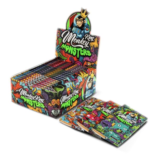 Monkey King Papers, Tips & Tray: Magnetic Monsters Edition - King Size Unbleached (Box of 24)