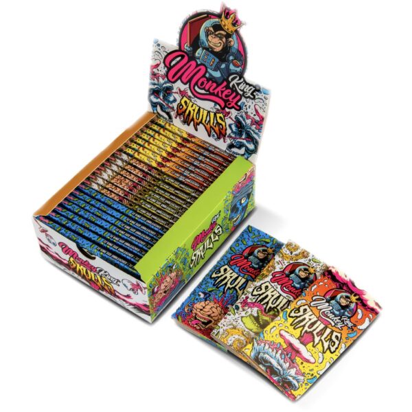 Monkey King Papers & Tips: Magnetic Skulls Edition - King Size Unbleached (Box of 24)