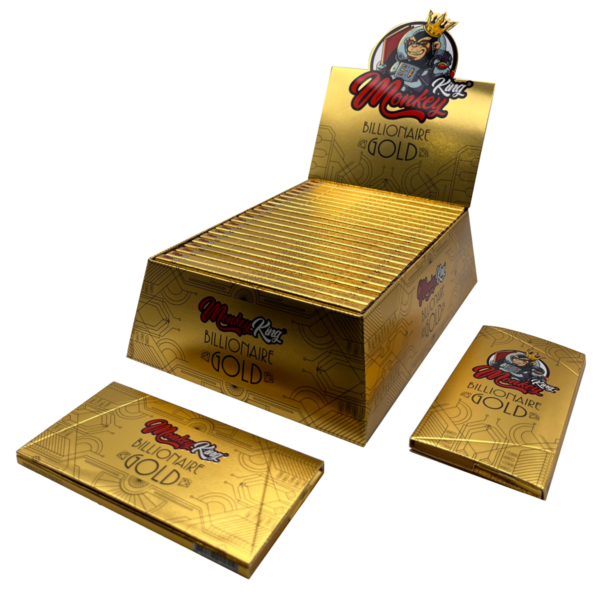 Monkey King Rolling Papers & Tips: Billionaire Gold - King Size (Box of 24)
