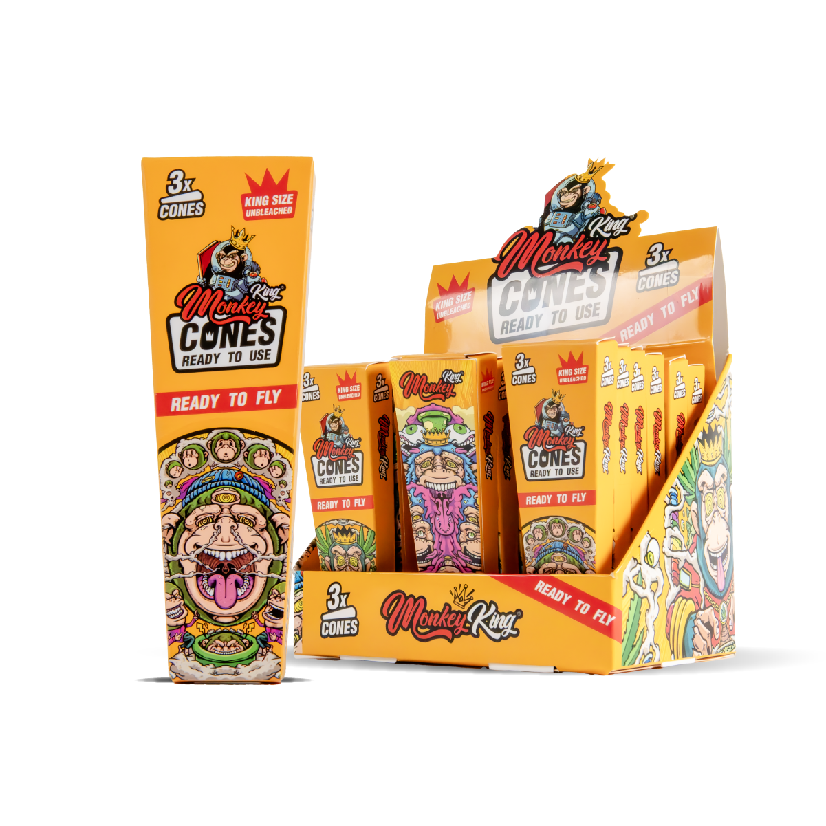 Monkey King Pre-Rolled Cones Unbleached - Box of 18