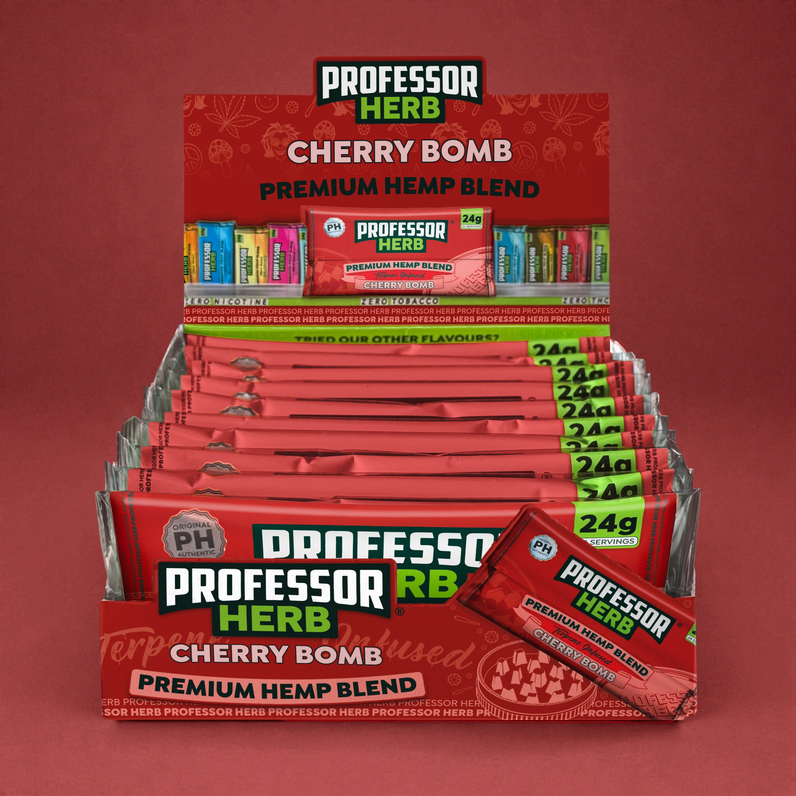 Professor Herb Premium Hemp Blend (Box of 10) - Cherry Bomb